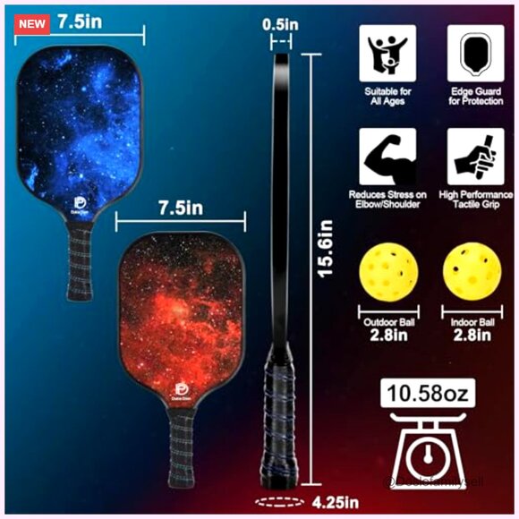 Pickleball Paddles Set of 4 with Balls and Bag USAPA Approved Training Equipment - Picture 4 of 6